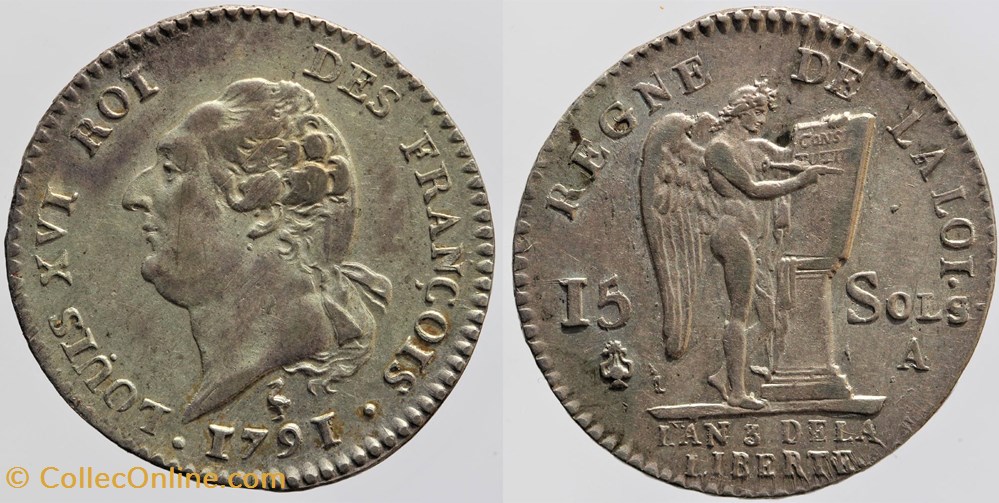 monnaies europe medievale france royales r 40 louis xvi 15 sols 1791 paris