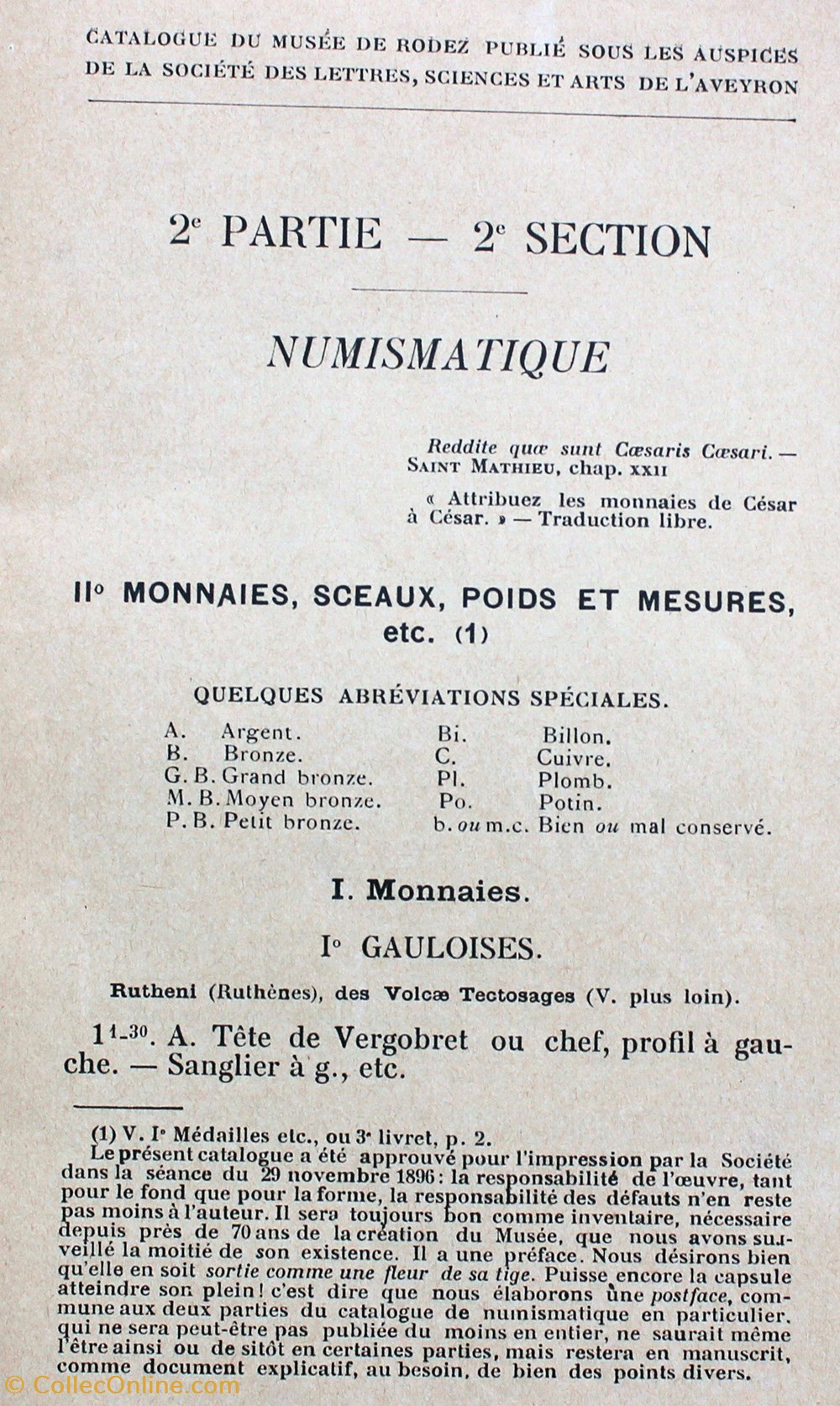 monnaies livres ouvrages 1895 catalogue du musee de rodez l masson