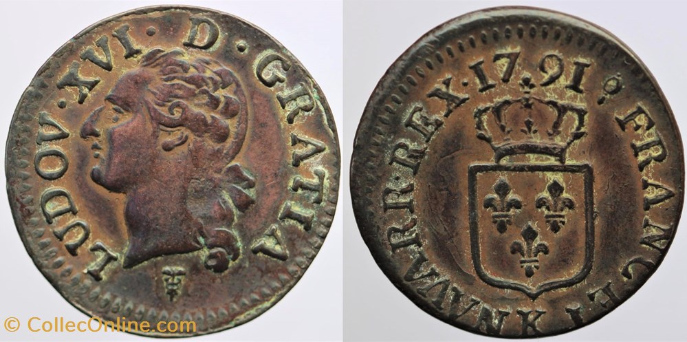 monnaies europe medievale france royales r 01 louis xvi liard 1791 bordeaux