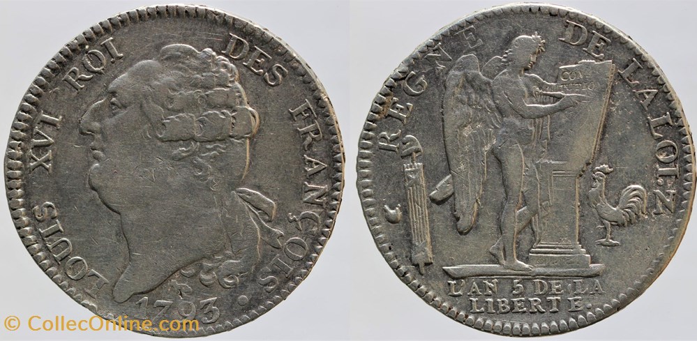 R-46 - Louis XVI - Ecu - 1793, Montpellier monnaies europe medievale a france royales r 46 louis xvi ecu 1793 montpellier