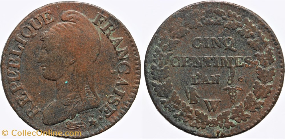 F-115 - Directoire - 5 centimes - AN 5 Lille monnaies monde france f 115 directoire 5 centimes an 5 lille