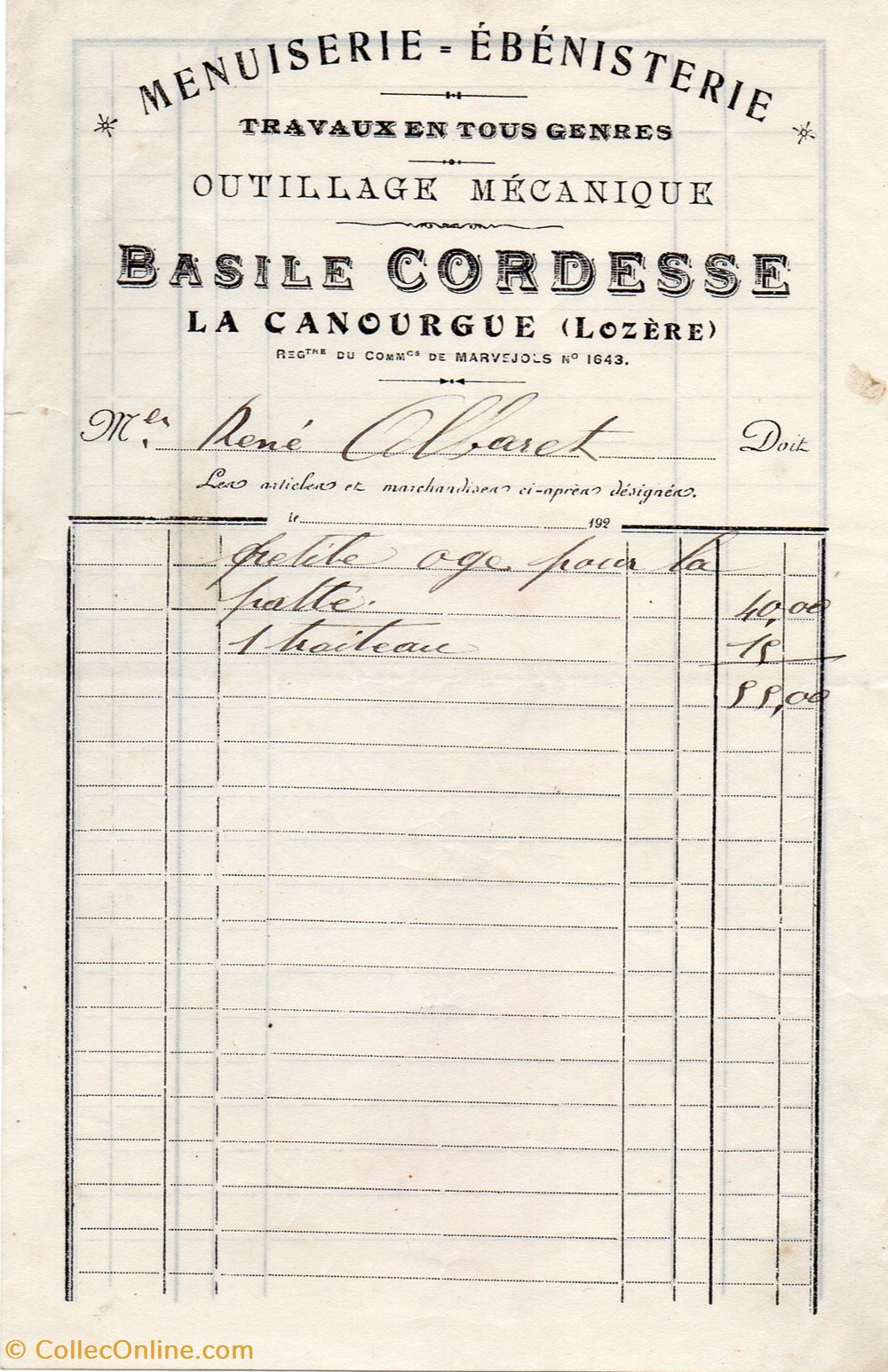 Cordesse Basile (192-) documents anciens factures commerciaux cordesse basile 192