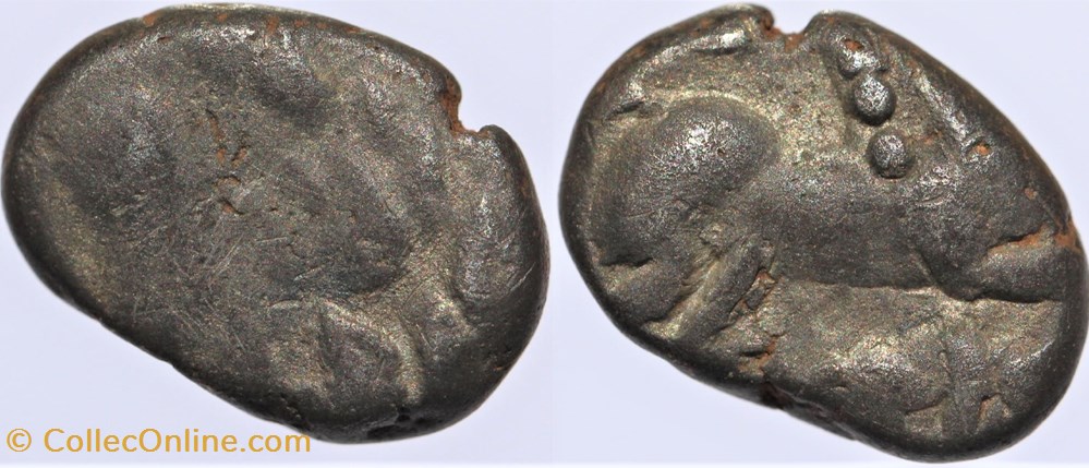 Arvernes - Drachme cheval/quadrupède monnaies antiques av jc ap celtes arvernes drachme cheval quadrupede
