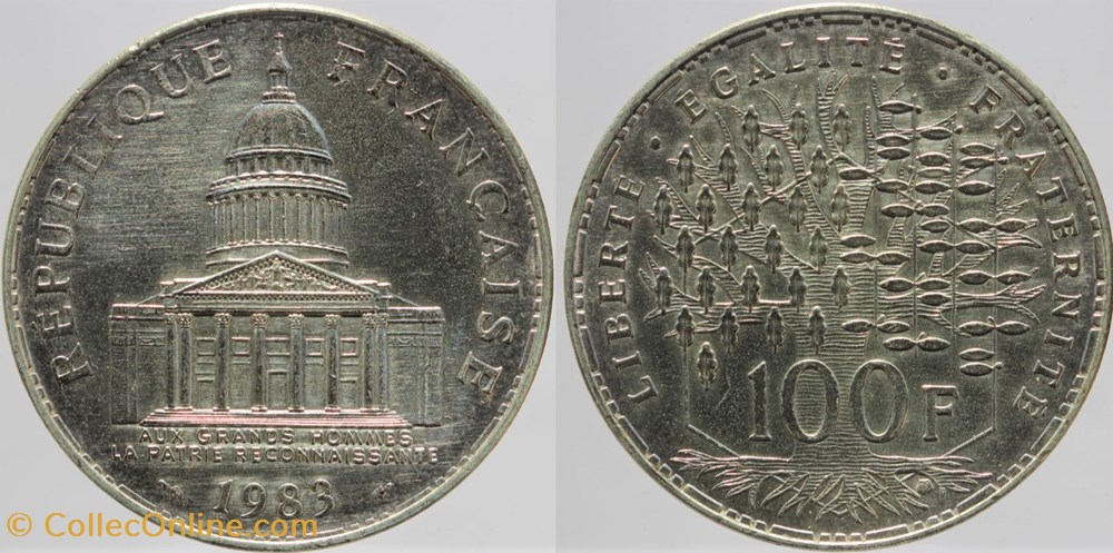 F-451 - Panthéon - 100 fr. - 1983 monnaies monde france f 451 pantheon 100 fr 1983