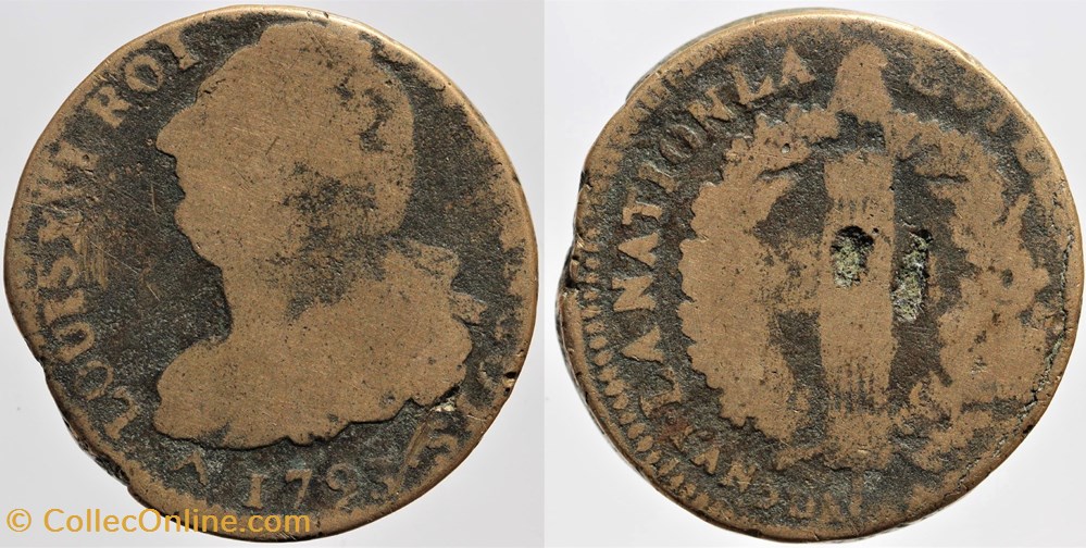 monnaies europe medievale france royales r 37 louis xvi 2 sols 1793 orleans