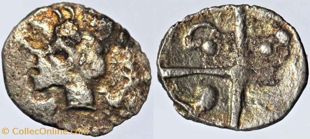 monnaies antiques av jc ap celtes nitiobroges obole a la tete negroide