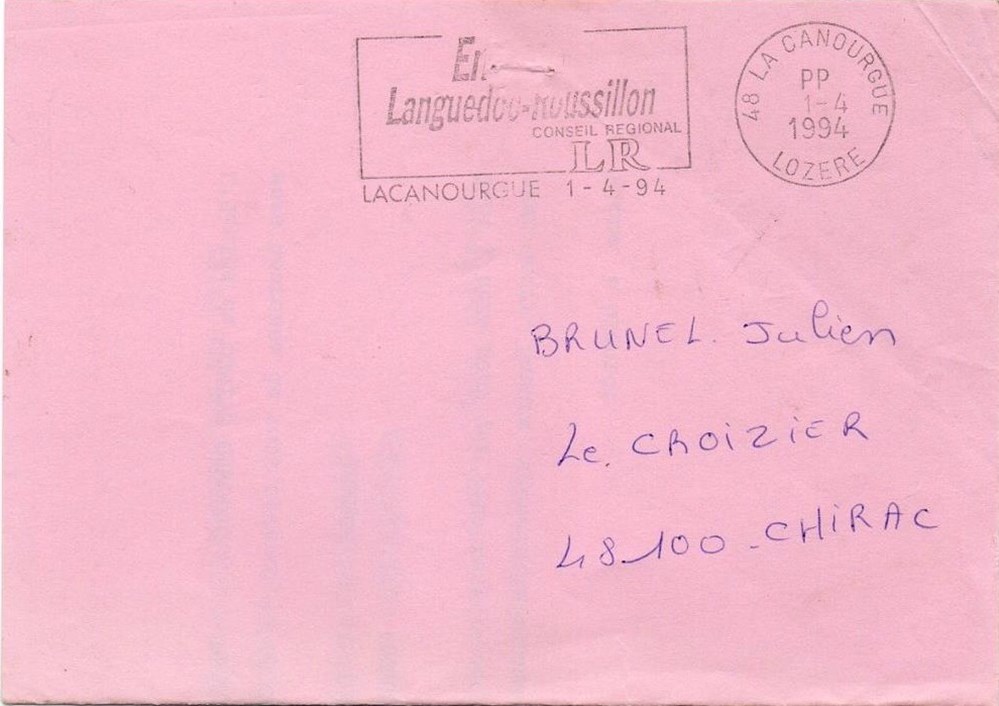 documents anciens marques postales europe 1994 la canourgue energie languedoc roussillon p p