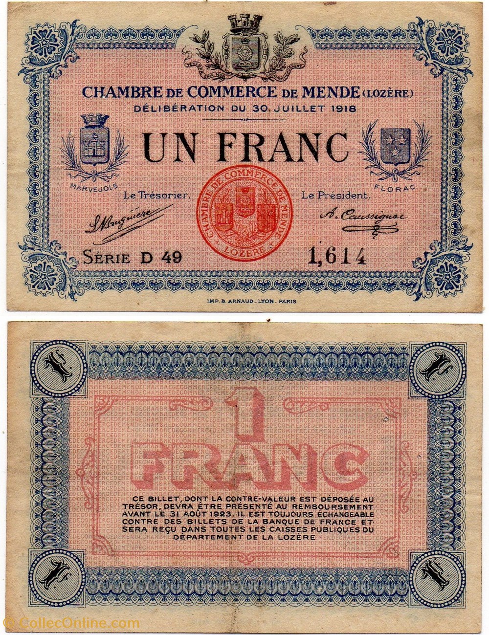 1 franc C.C.M. - Série D49 billets europe france 1 franc c c m serie d49