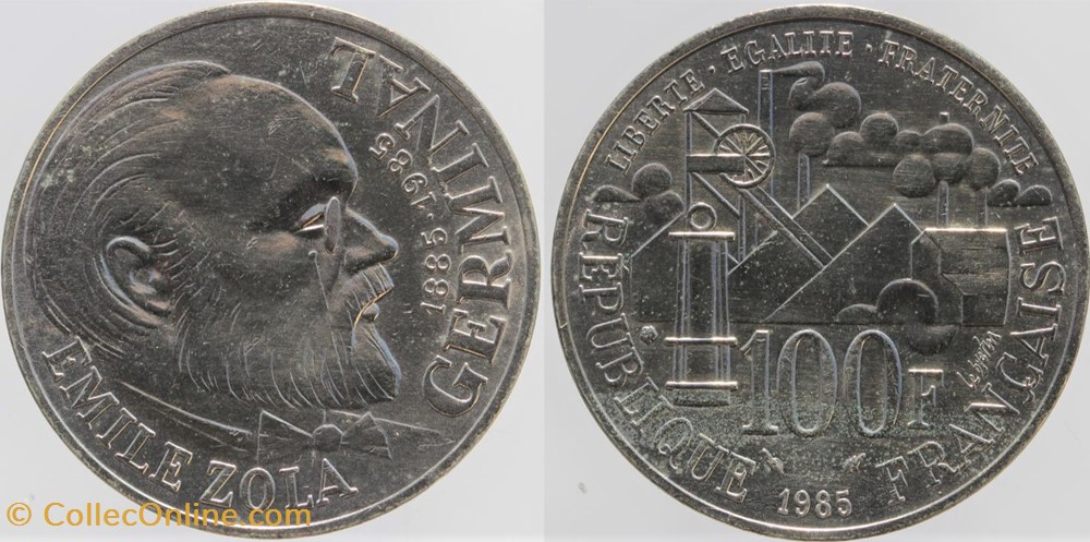 monnaies monde france f 453 emile zola 100 fr 1985