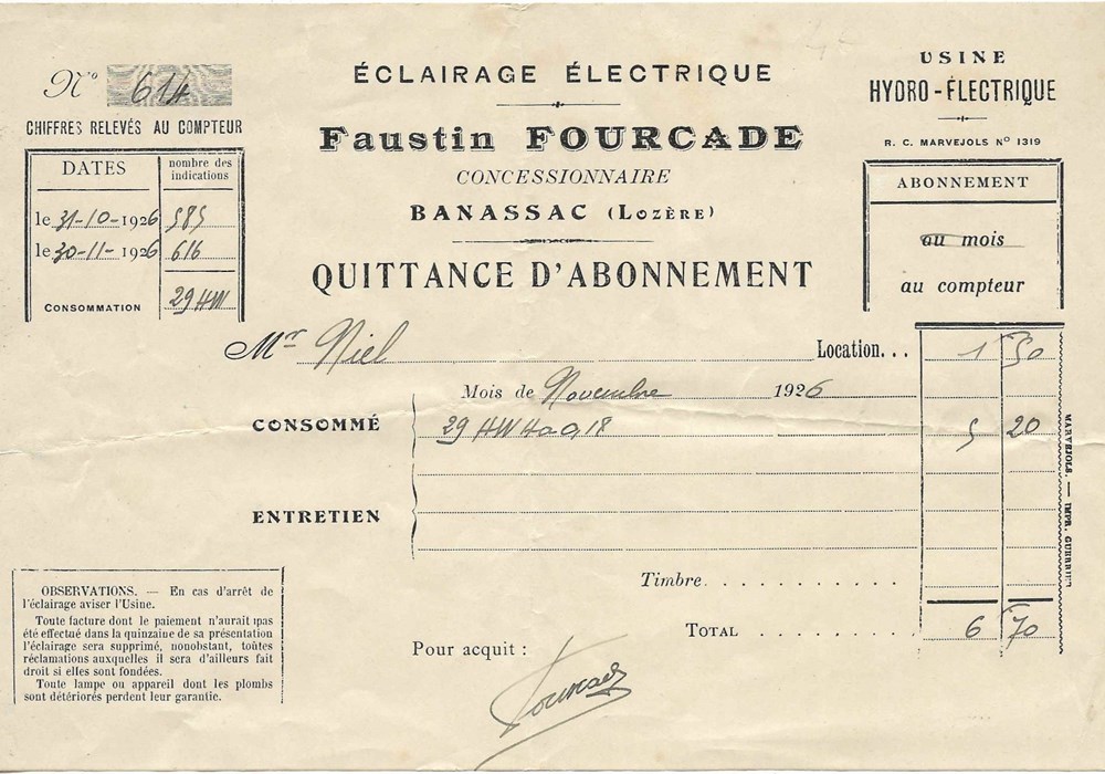 Fourcade (1926) documents anciens factures commerciaux fourcade 1926