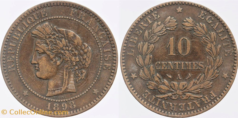 F-135 - Troisième République - Cérès - 10 c. - 1898 A monnaies monde france f 135 troisieme republique ceres 10 c 1898 a