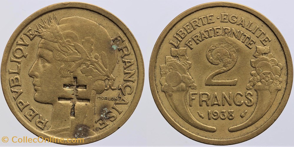 monnaies monde france f 268 morlon 2 fr 1938