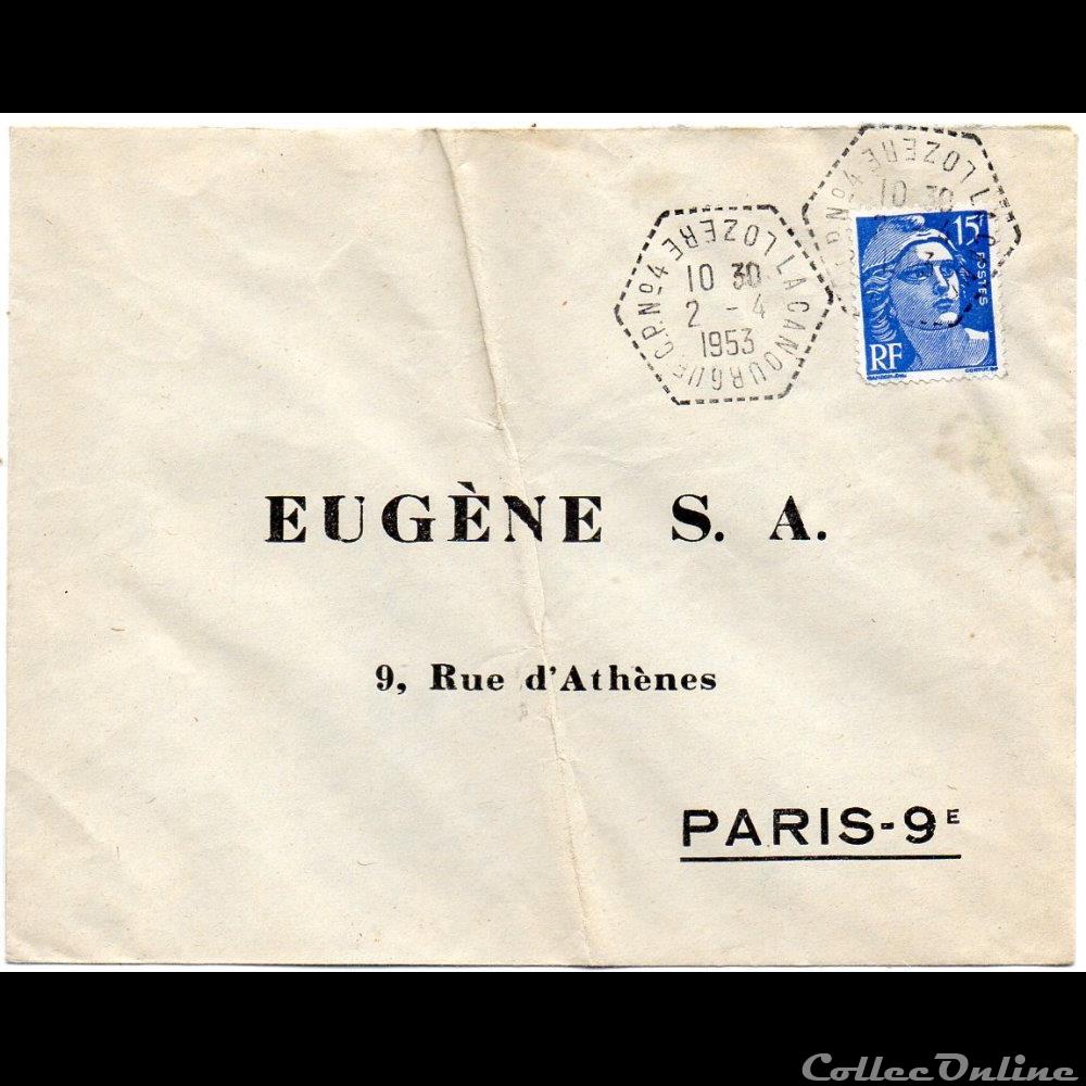 1953 - Cachets type G6 marque postale europe france 1953 cachets type g6
