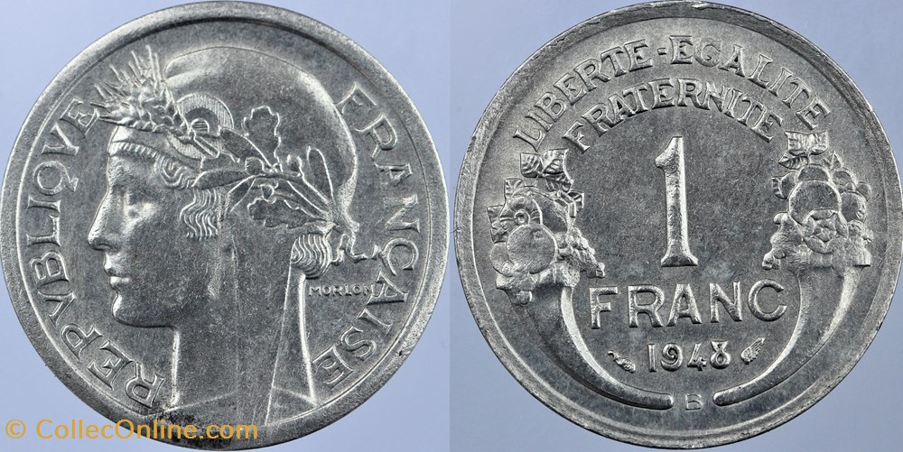 F-221 - Morlon - 1 fr. - 1948 B - 0,69 g monnaies monde france f 221 morlon 1 fr 1948 b 0 69 g