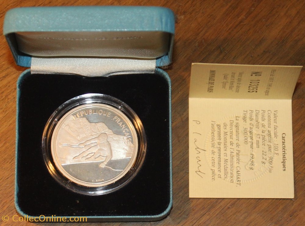 monnaies monde france 1989 100 franc argent b e