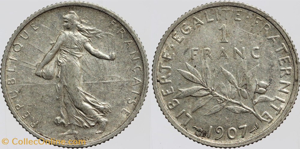 F-217 - Roty - 1 fr. - 1907 monnaies monde france f 217 roty 1 fr 1907