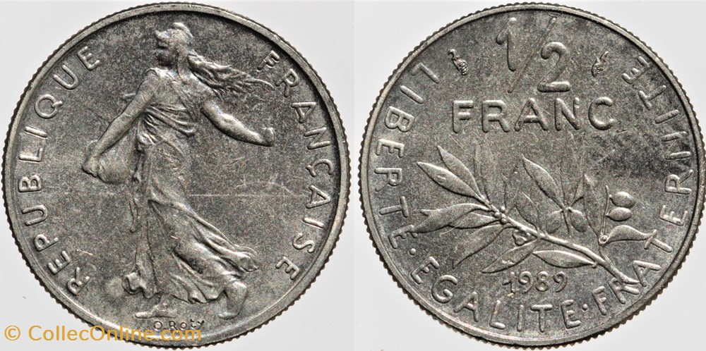 monnaies monde france f 198 roty 1 2 fr 1989