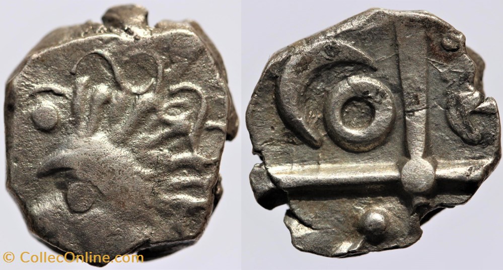 Volques Arécomiques - Drachme négroïde point/S monnaies antiques av jc ap celtes volques arecomiques drachme negroide point s