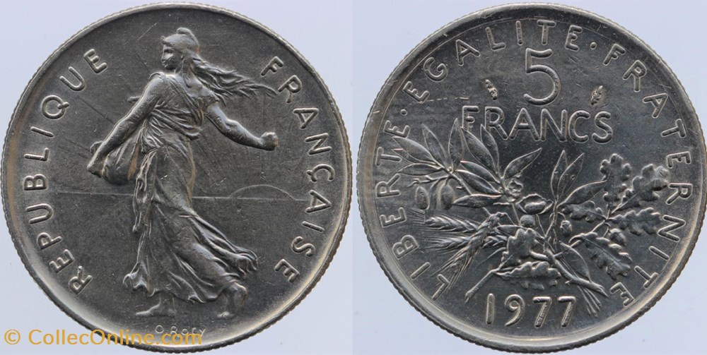 monnaies monde france f 341 roty 5 frs 1977