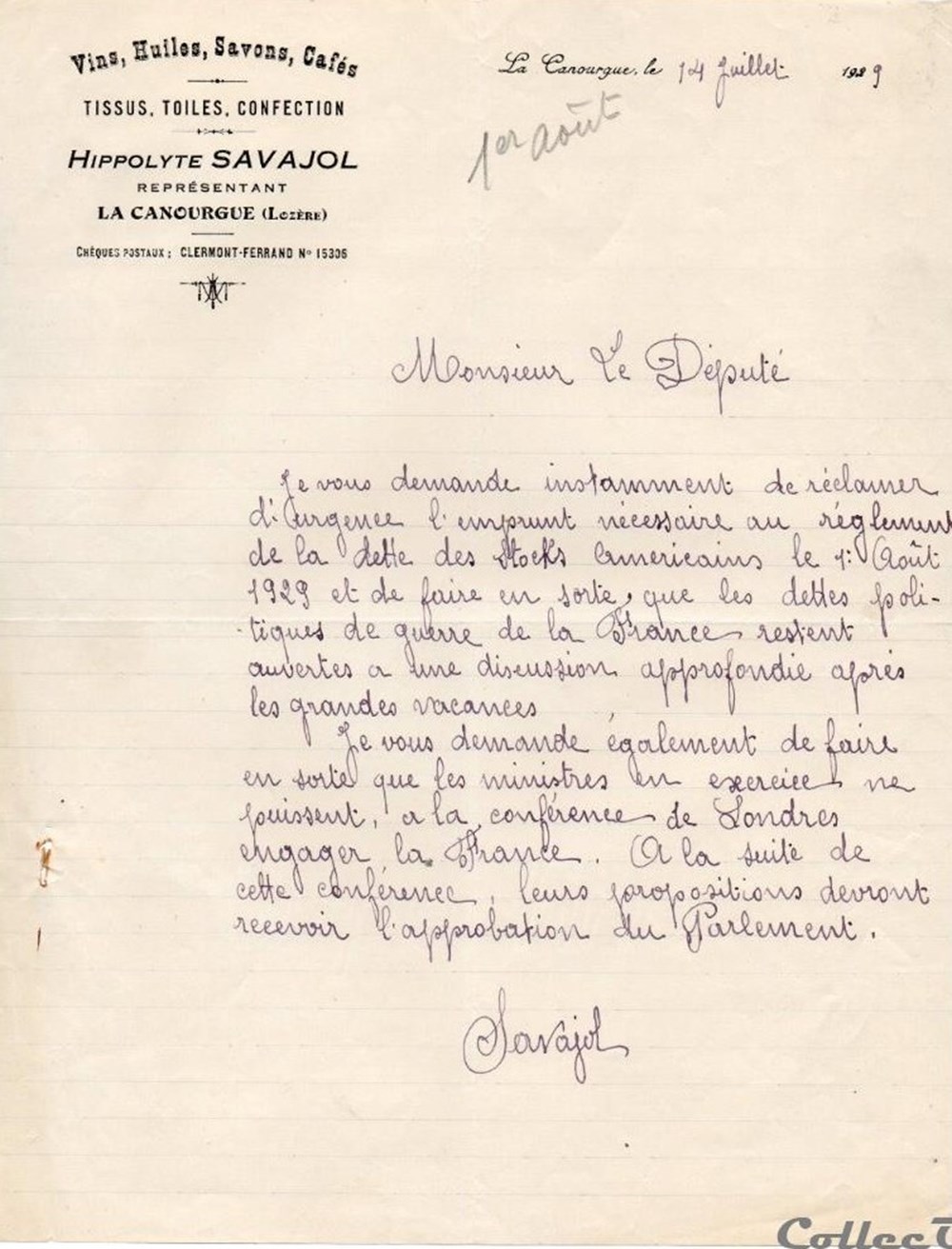 Savajol Hippolyte (1929) documents anciens factures commerciaux savajol hippolyte 1929