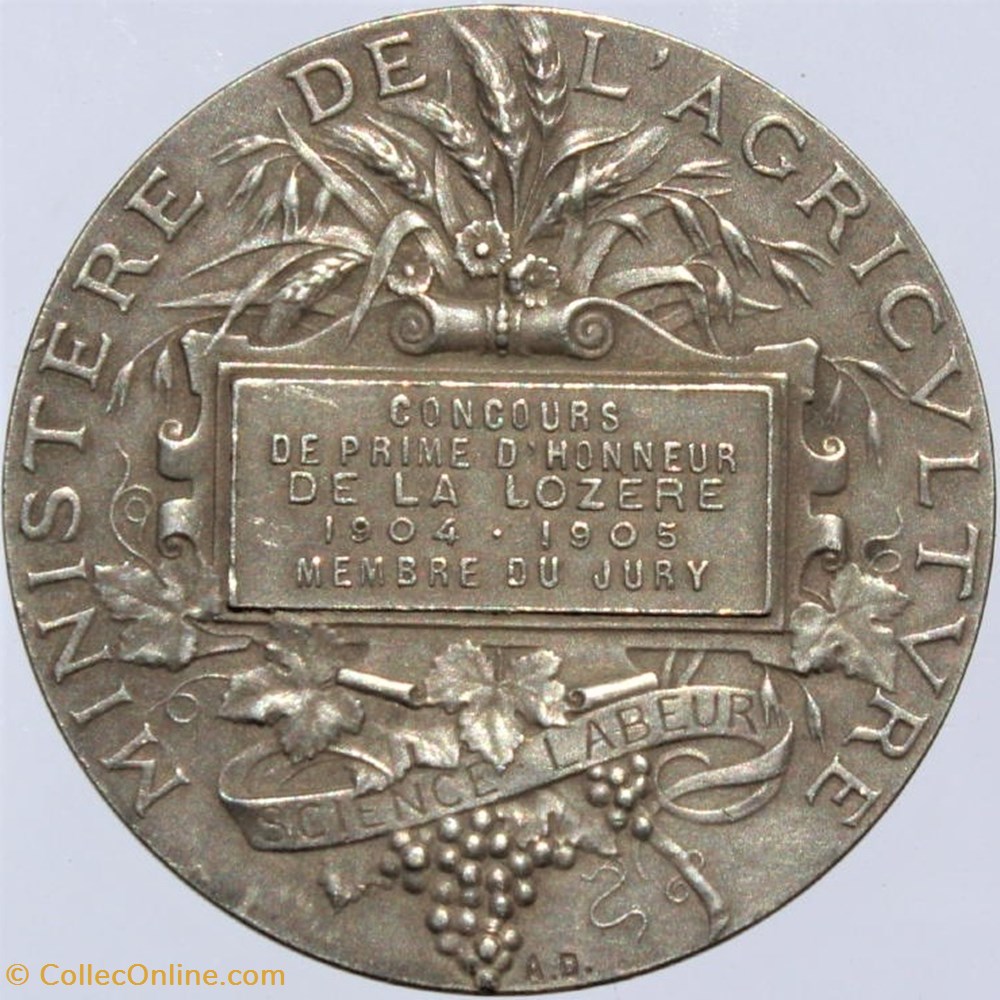 1904-1905 - Concours de prime d'honneur 3 medailles france 1904 1905 concours de prime honneur