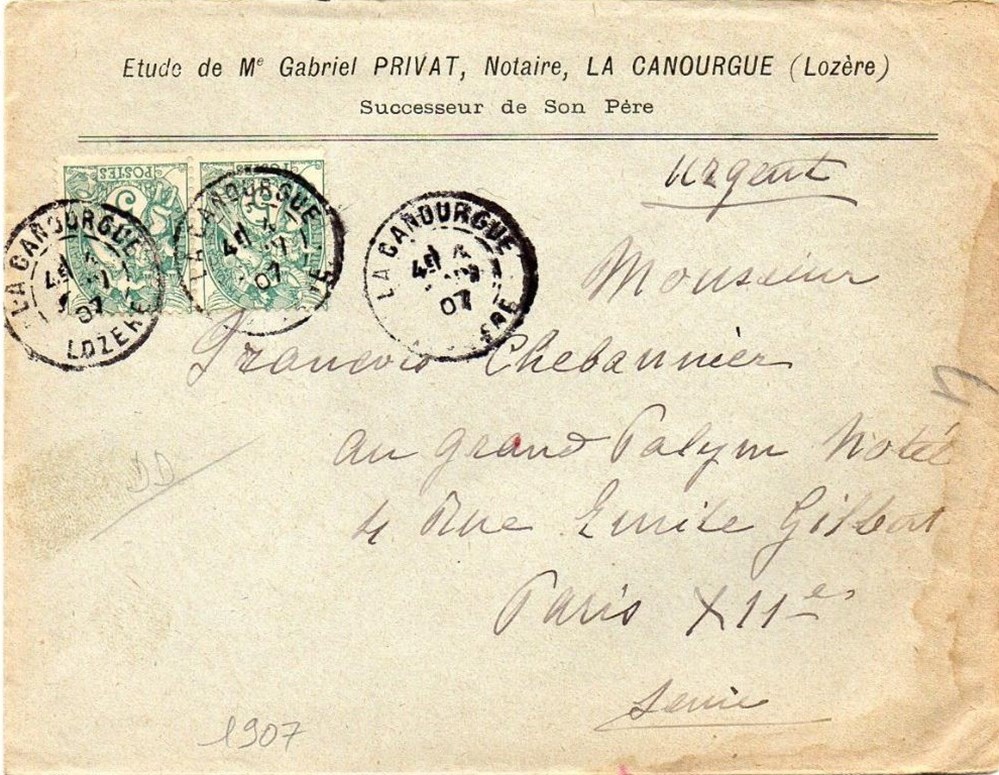 1907 - Cachets type A2 documents anciens marques postales europe 1907 cachets type a2