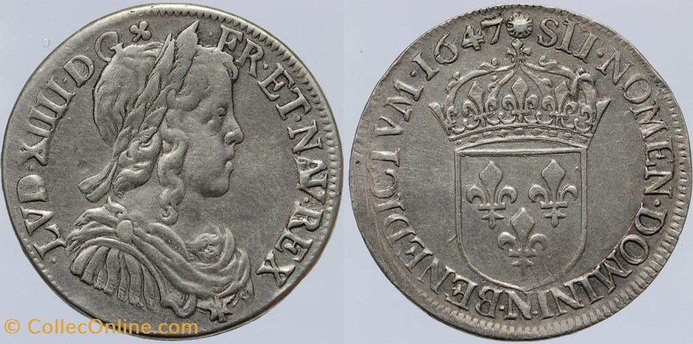 monnaies europe medievale a france royales dy 1470 louis xiv demi ecu 1647 montpellier