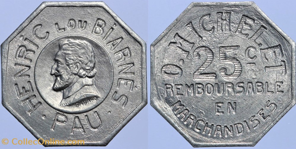 64 - Pau - 25 centimes monnaies monde france 64 pau 25 centimes