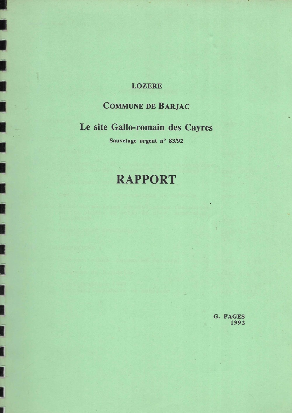 livres bd revues 1992 lozere commune de barjac le site gallo romain des cayres