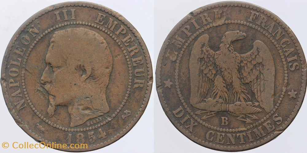 F-133 - Second Empire - 10 centimes - 1854 B monnaies monde france f 133 second empire 10 centimes 1854 b