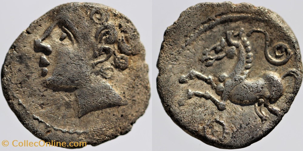 Arvernes - Drachme à l'anneau monnaies antiques av jc ap celtes arvernes drachme a anneau