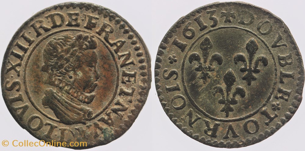 monnaies europe medievale a france royales dy 1360 louis xiii double tournois 1613 lyon