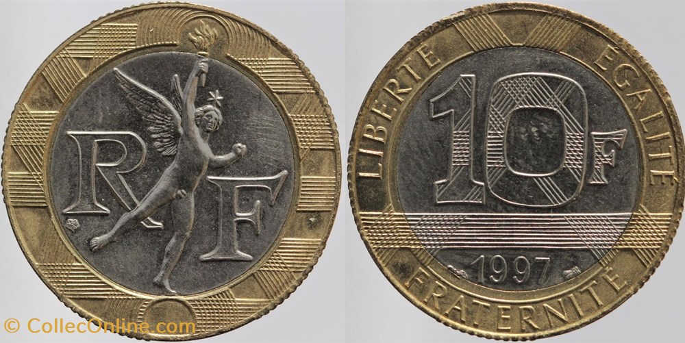 F-375 - Génie - 10 fr. - 1997 monnaies monde france f 375 genie 10 fr 1997