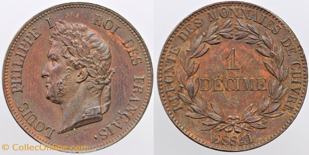 1840 - Louis Philippe I - Essai - Décime monnaies monde france 1840 louis philippe i essai decime