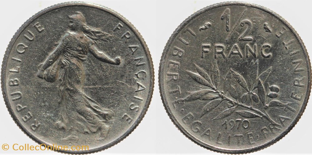 monnaies monde france f 198 roty 1 2 fr 1970