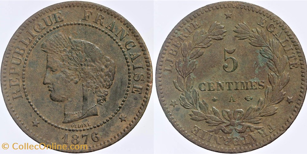 F-118 - Troisième République - Cérès - 5 c. - 1876 A monnaies monde france f 118 troisieme republique ceres 5 c 1876 a