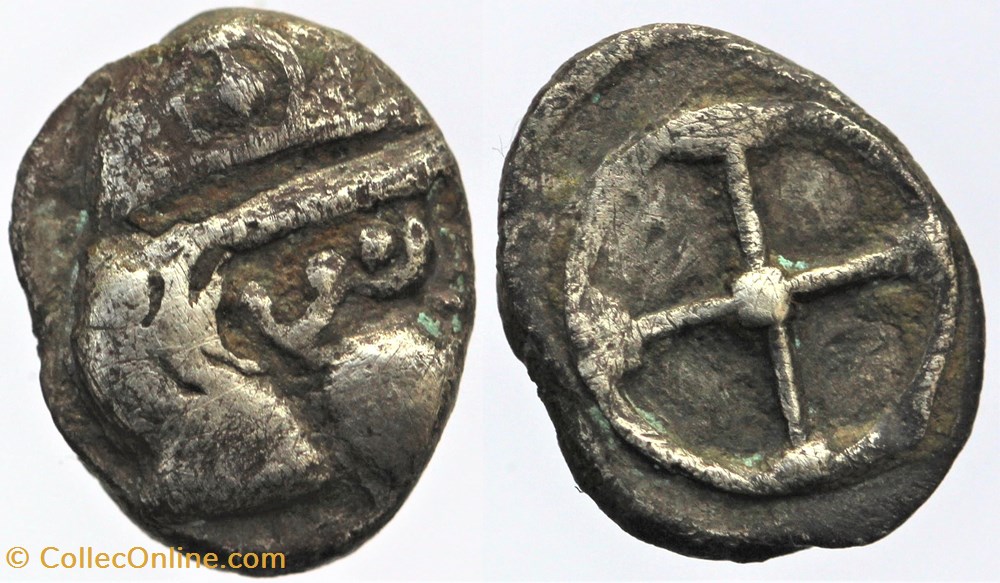 monnaies antiques av jc ap celtes massalia obole a la tete casquee