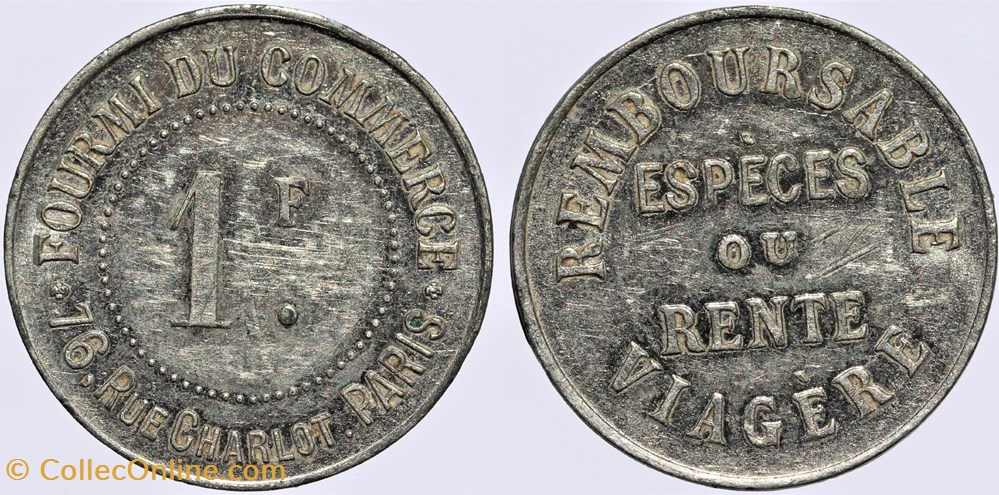 75 - Paris - F. C. - 1 franc monnaies monde france 75 paris f c 1 franc