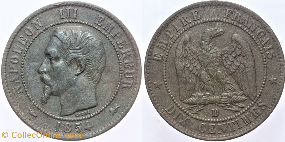 F-133 - Second Empire - 10 centimes - 1854 D monnaies monde france f 133 second empire 10 centimes 1854 d