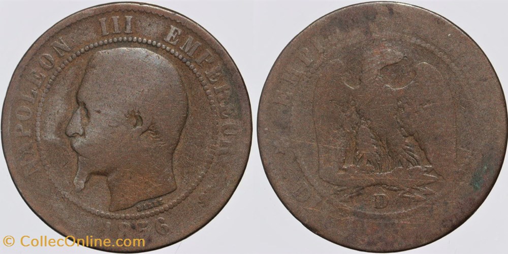 F-133 - Second Empire - 10 centimes - 1856 D monnaies monde france f 133 second empire 10 centimes 1856 d