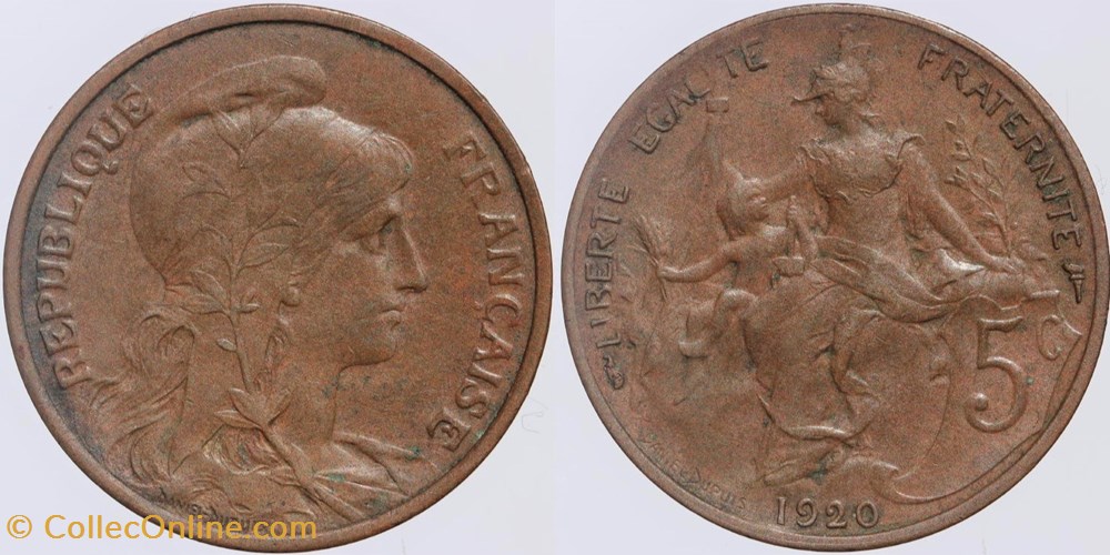 monnaies monde france f 119 dupuis 5 c 1920
