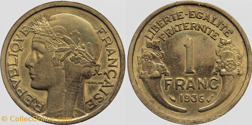 F-219 - Morlon - 1 fr. - 1936 monnaies monde france f 219 morlon 1 fr 1936