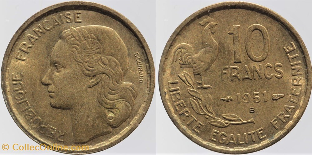 F-363 - Guiraud - 10 fr. - 1951 B monnaies monde france f 363 guiraud 10 fr 1951 b