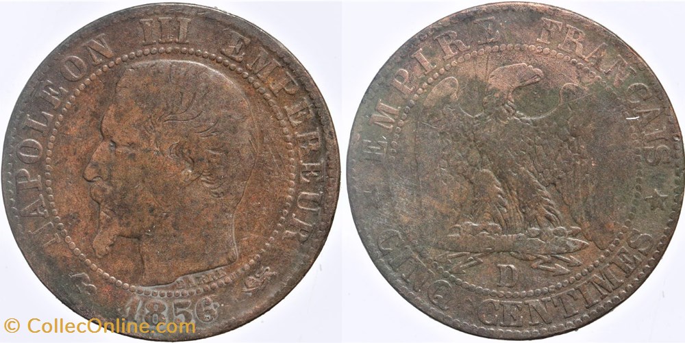 F-116 - Second Empire - 5 centimes - 1856 D monnaies monde france f 116 second empire 5 centimes 1856 d