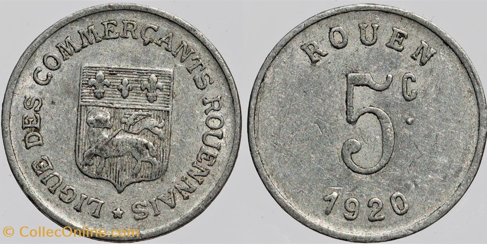 76 - Rouen - 5 centimes monnaies monde france 76 rouen 5 centimes