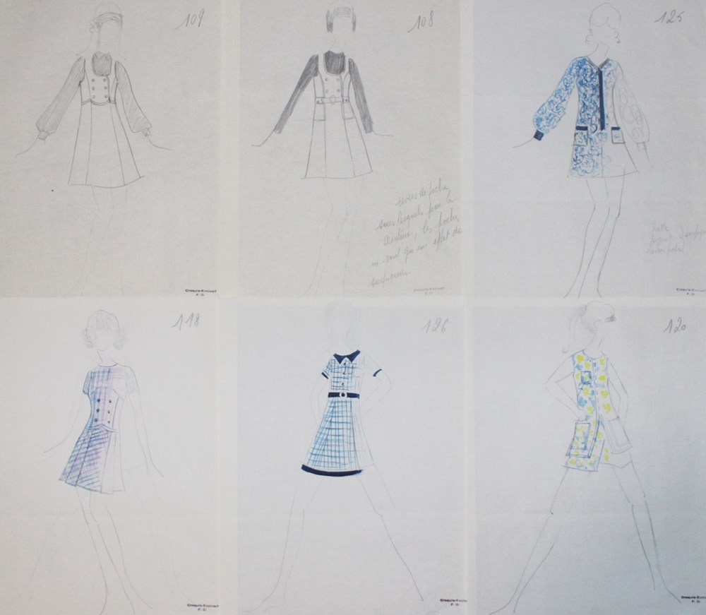 vetements et accessoires croquis de styliste fin des annees 60