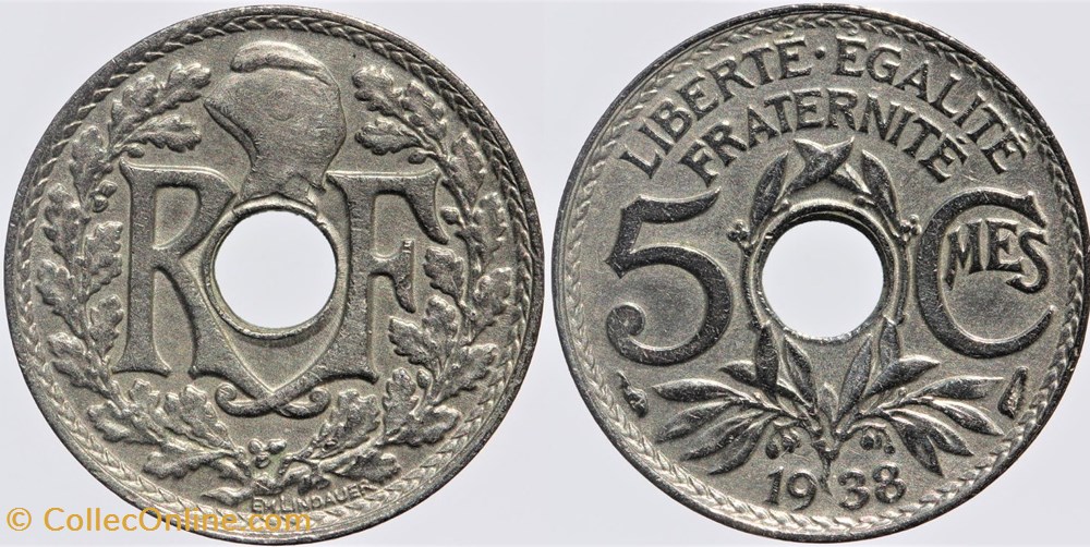 F-122 - Lindauer - 5 c. - 1938 monnaies monde france f 122 lindauer 5 c 1938