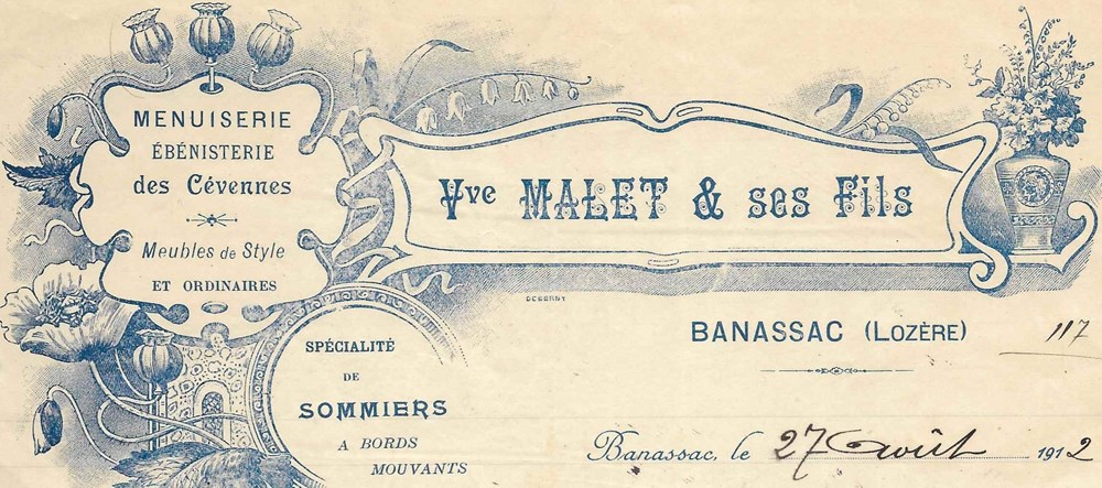 Malet Vve & ses Fils (1912) documents anciens factures commerciaux malet vve ses fils 1912