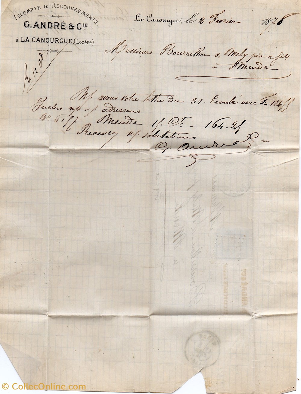 documents anciens factures commerciaux andre g cie 1876