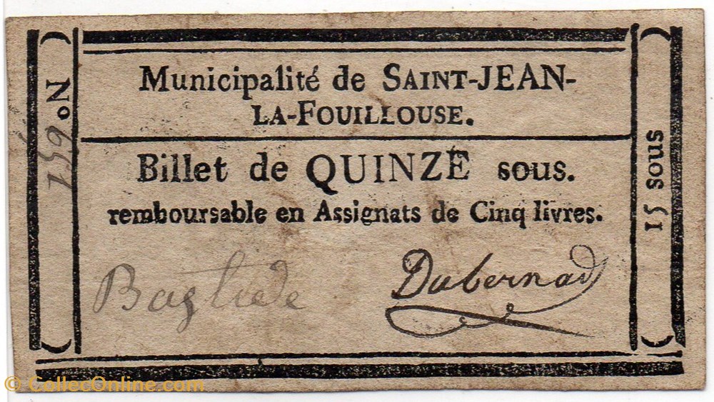 billets europe france billet de confiance st jean la fouillouse lozere 15 sous